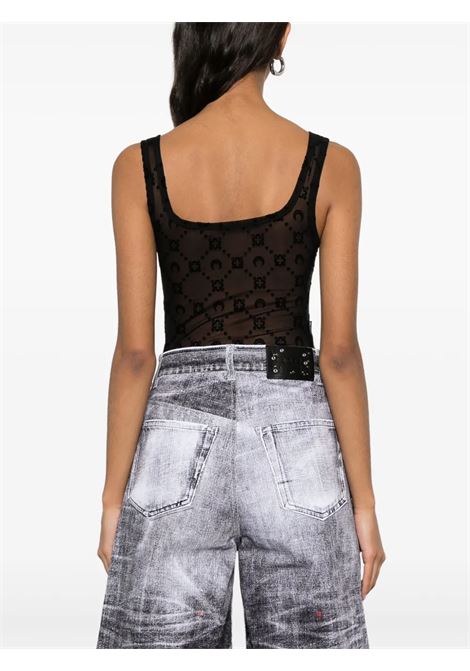 body moonogram mesh flock squareneck donna nero MARINE SERRE | WUW061ACJER0005BK99